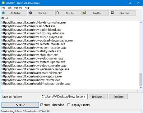 VovSoft Batch URL Downloader v3.2
