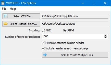 VovSoft CSV Splitter v1.1