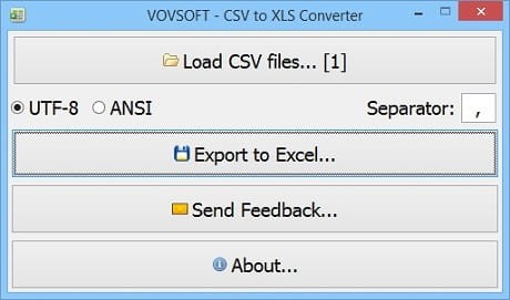 VovSoft CSV to XLS Converter v1.1