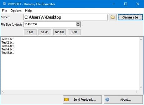 VovSoft Dummy File Generator v1.0