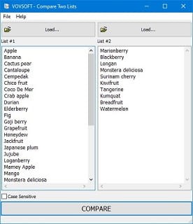 VovSoft Compare Two Lists v1.1