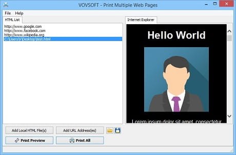 VovSoft Print Multiple Web Pages v2.4