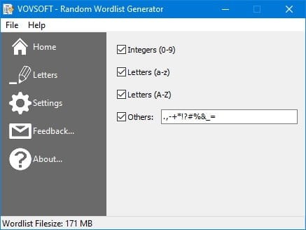 VovSoft Random Wordlist Generator v1.2